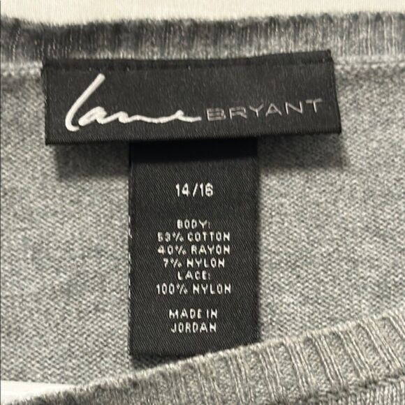 Lane Bryant Scoop Neck Layered Lace Knit Sweater Size16 Eyelet Stretch Business - Picture 5 of 7